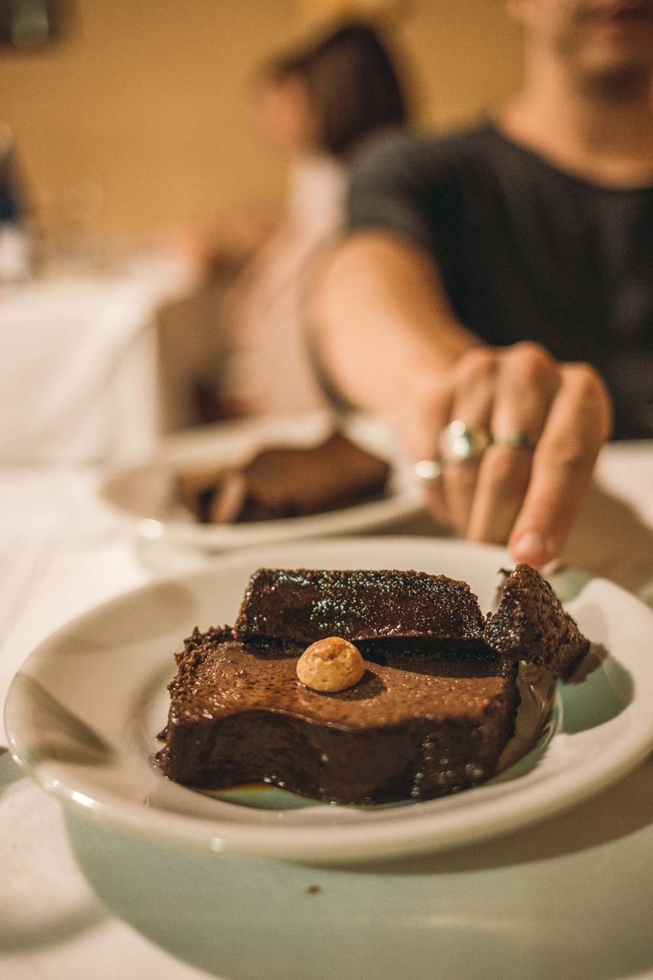 Una fetta di bunet al cacao